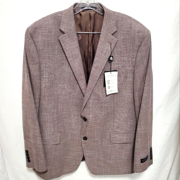 LAUREN RALPH LAUREN Brown/Cream Lexington BLAZER 46R NWT! Msrp:$295 - Picture 1 of 9